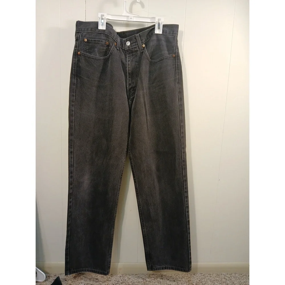 LEVI'S BLACK RED TAB 550 RLAXED FIT 34x32 Fits (34×30 100% COTTON MENS JEANS!!